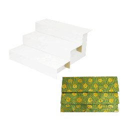 小型三段盆棚とかぶせ金襴敷布セット　金襴緑